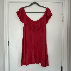 Rip Curl Red Pink Flowy Off Shoulder Sun Dress M